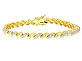 White Diamond Accent 14k Yellow Gold Over Brass Bracelet