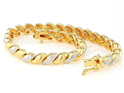 White Diamond Accent 14k Yellow Gold Over Brass Bracelet