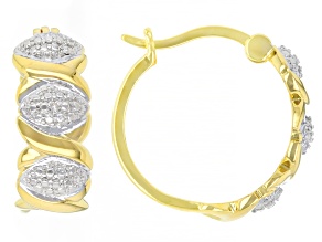 White Diamond Accent 14k Yellow Gold Over Brass Hoop Earrings