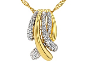 White Diamond Accent 14k Yellow Gold Over Brass Slide Pendant With Singapore Chain