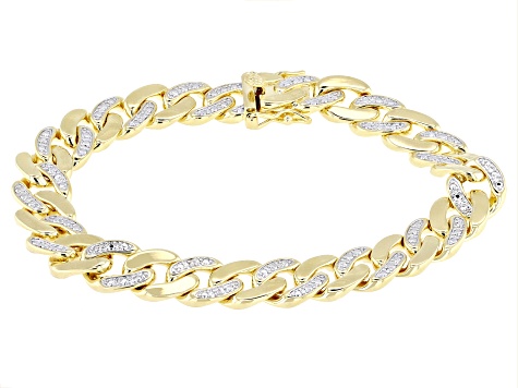 White Diamond Accent 14k Yellow Gold Over Brass Link Bracelet