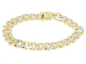White Diamond Accent 14k Yellow Gold Over Brass Link Bracelet