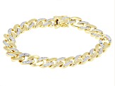 White Diamond Accent 14k Yellow Gold Over Brass Link Bracelet