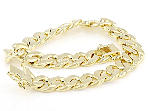 White Diamond Accent 14k Yellow Gold Over Brass Link Bracelet