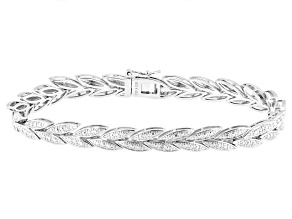 White Diamond Accent Rhodium Over Brass Bracelet