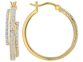 White Diamond Accent 14k Yellow Gold Over Brass Hoop Earrings