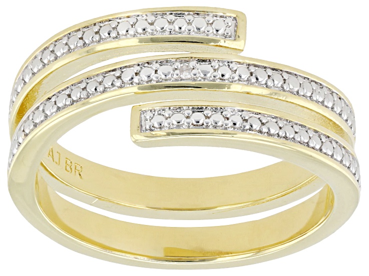 White Diamond Accent 14k Yellow Gold Over Brass Bypass Ring