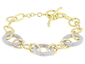 White Diamond Accent 14k Yellow Gold Over Brass Bracelet