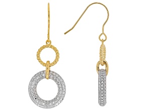 White Diamond Accent 14k Yellow Gold Over Brass Dangle Earrings