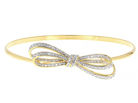 White Diamond Accent 14k Yellow Gold Over Brass Bangle Bracelet