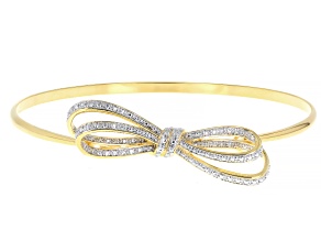 White Diamond Accent 14k Yellow Gold Over Brass Bangle Bracelet