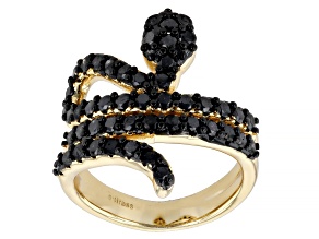 Black Diamond 14K Yellow Gold Over Brass Snake Ring 1.50ctw
