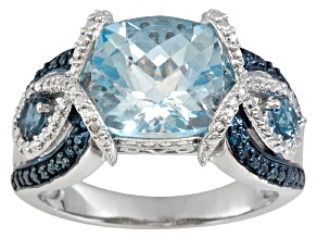 Sky Blue Topaz Rhodium Over Sterling Silver Ring 3.76ctw