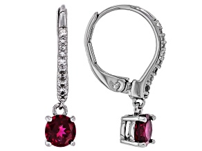 Raspberry Rhodolite Rhodium Over Brass Earrings 1.38ctw