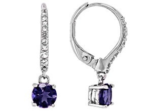 Blue Iolite Rhodium Over Brass Earrings 0.71ctw