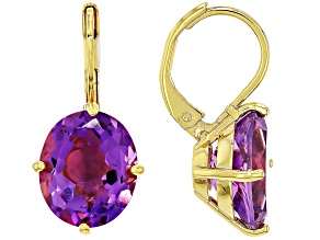 Purple Brazilian Amethyst 18k Yellow Gold Over Brass Earrings 7.00ctw
