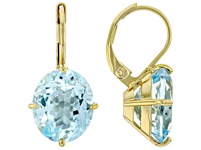 Blue Topaz 18k Yellow Gold Over Brass Earrings 9.25ctw