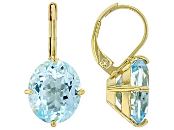 Picture of Blue Topaz 18k Yellow Gold Plated Earrings 9.25ctw