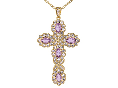 Deep Purple Amethyst Gemstone Pendant with Gold Enameled Bail & 18 Inch Gold Fill Chain