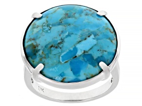 Blue Composite Turquoise Rhodium Over Brass Ring