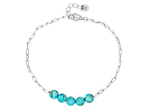 Blue Composite Turquoise Rhodium Over Brass Bracelet