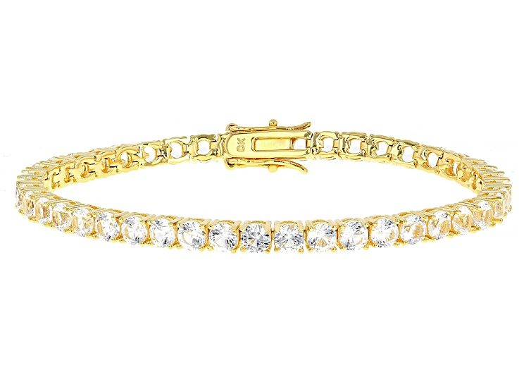 White Lab Created Sapphire 18k Yellow Gold Over Brass Bracelet 9.52ctw