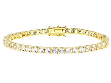 White Lab Created Sapphire 18k Yellow Gold Over Brass Bracelet 9.52ctw