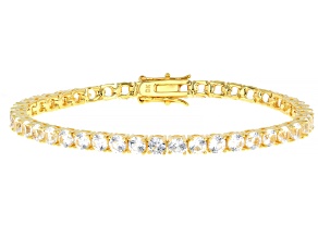 White Lab Created Sapphire 18k Yellow Gold Over Brass Bracelet 9.52ctw