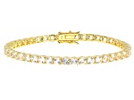 White Lab Created Sapphire 18k Yellow Gold Over Brass Bracelet 9.52ctw