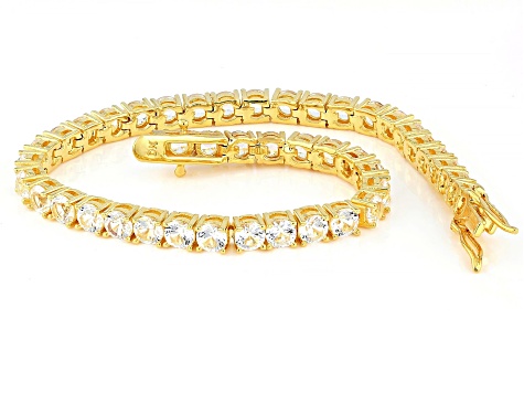 White Lab Created Sapphire 18k Yellow Gold Over Brass Bracelet 9.52ctw