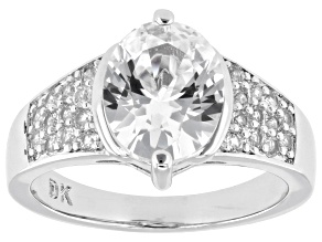 White Lab Created Sapphire Rhodium Over Brass Ring 2.90ctw