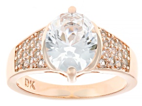 White Lab Created Sapphire 18k Rose Gold Over Brass Ring 2.90ctw
