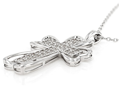 White Lab Created Sapphire Rhodium Over Brass Pendant With Chain 1.29ctw