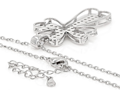 White Lab Created Sapphire Rhodium Over Brass Pendant With Chain 1.29ctw