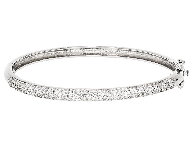 White Lab Created Sapphire Rhodium Over Brass Bangle 2.13ctw
