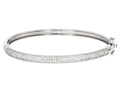 White Lab Created Sapphire Rhodium Over Brass Bangle 2.13ctw