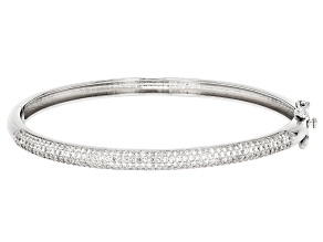White Lab Created Sapphire Rhodium Over Brass Bangle 2.13ctw