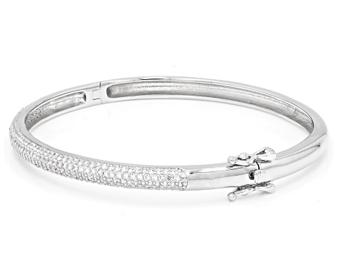 White Lab Created Sapphire Rhodium Over Brass Bangle 2.13ctw