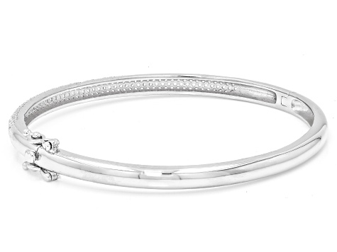 White Lab Created Sapphire Rhodium Over Brass Bangle 2.13ctw
