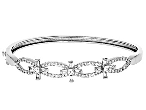 White Lab Created Sapphire Rhodium Over Brass Bangle 2.36ctw