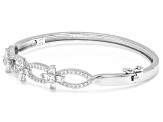 White Lab Created Sapphire Rhodium Over Brass Bangle 2.36ctw