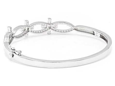 White Lab Created Sapphire Rhodium Over Brass Bangle 2.36ctw