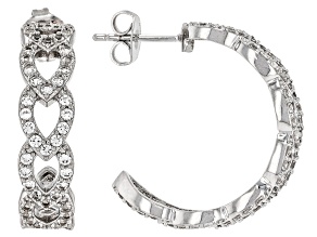 White Lab Created Sapphire Rhodium Over Brass Earrings 2.13ctw