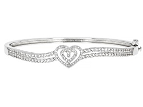 White Lab Created Sapphire Rhodium Over Brass Bangle 1.87ctw