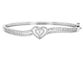 White Lab Created Sapphire Rhodium Over Brass Bangle 1.87ctw