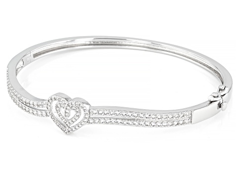 White Lab Created Sapphire Rhodium Over Brass Bangle 1.87ctw