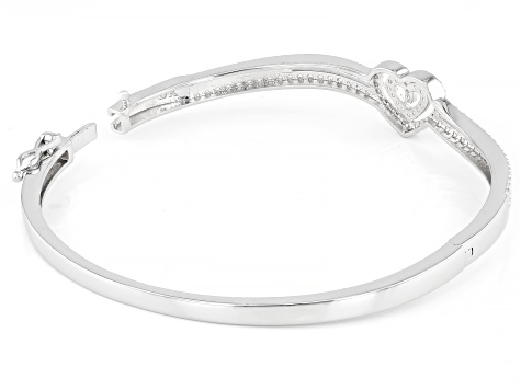 White Lab Created Sapphire Rhodium Over Brass Bangle 1.87ctw