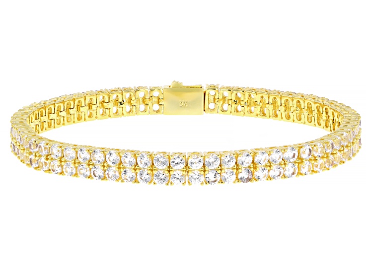 White Lab Created Sapphire 18k Yellow Gold Over Brass Bracelet 14.45ctw