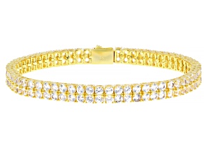 White Lab Created Sapphire 18k Yellow Gold Over Brass Bracelet 14.45ctw