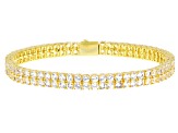 White Lab Created Sapphire 18k Yellow Gold Over Brass Bracelet 14.45ctw